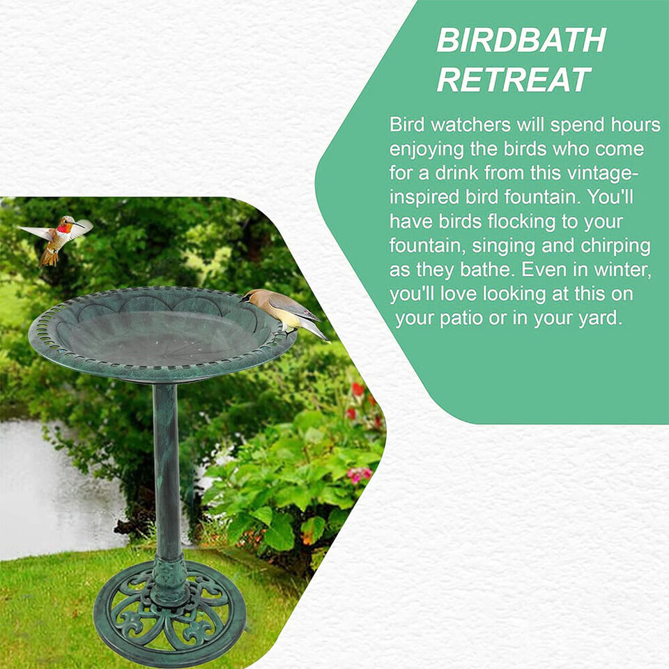 Yard Garden Ornaments Statue Outdoor Feeder Decor Patio Lawn Bird Bath Wash Set