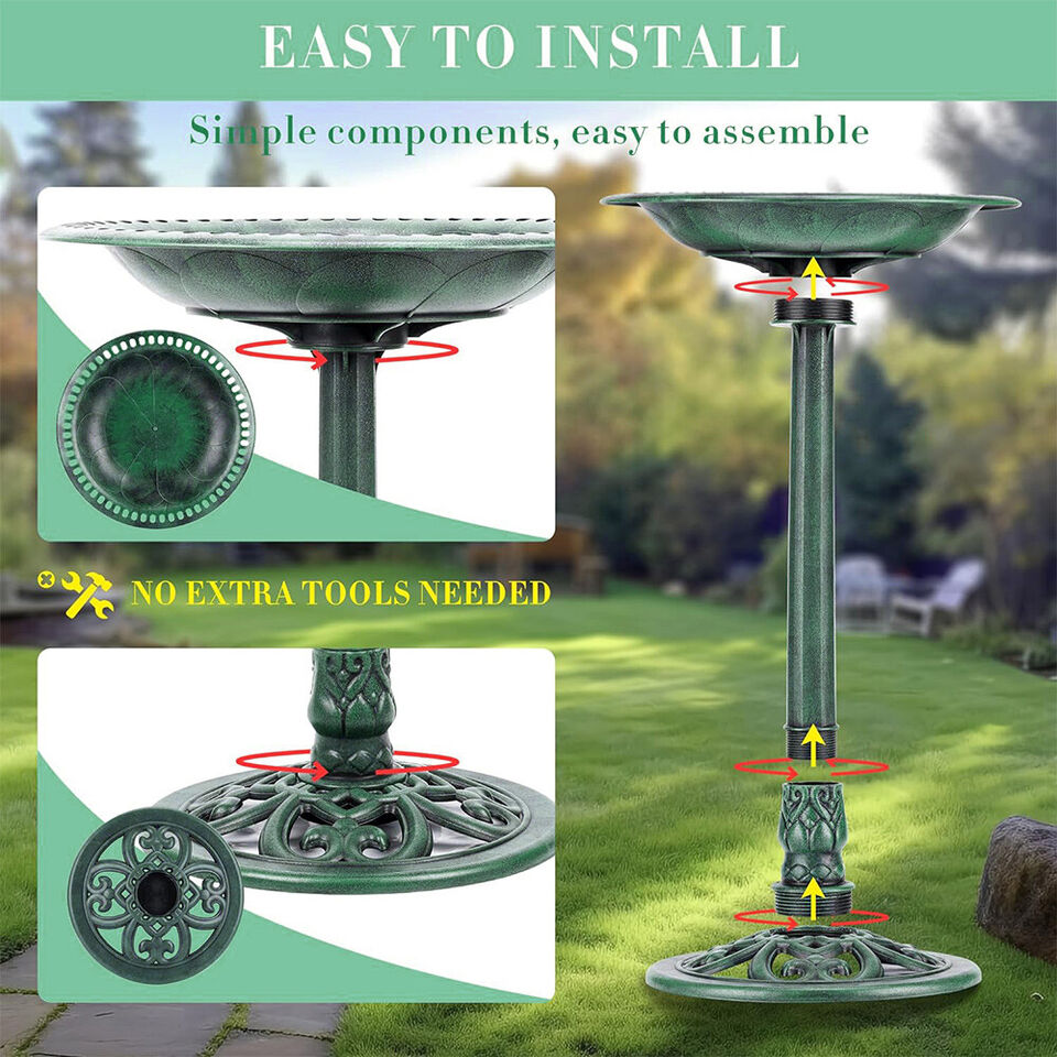 Yard Garden Ornaments Statue Outdoor Feeder Decor Patio Lawn Bird Bath Wash Set